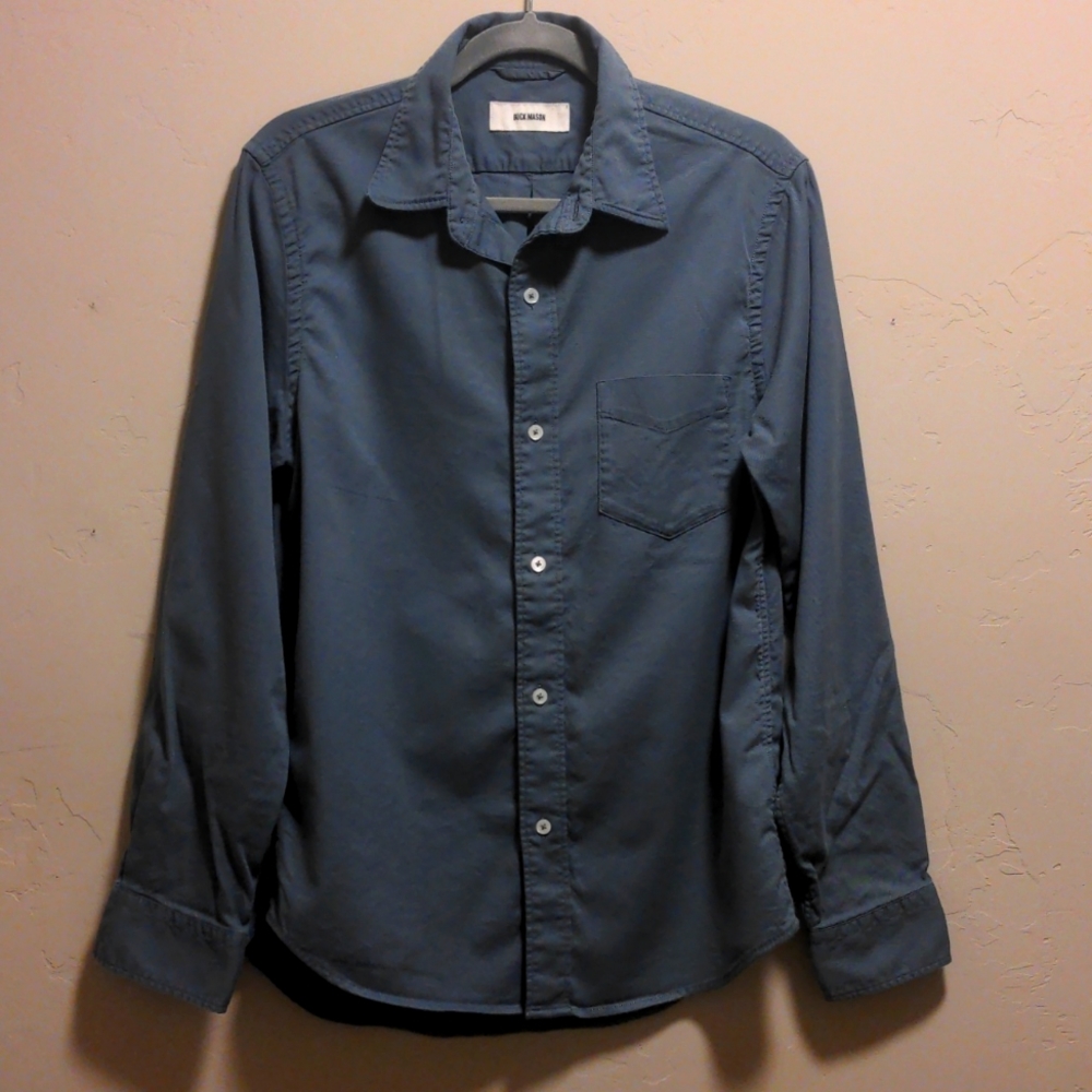 Buck Mason blue long-sleeve dress shirt